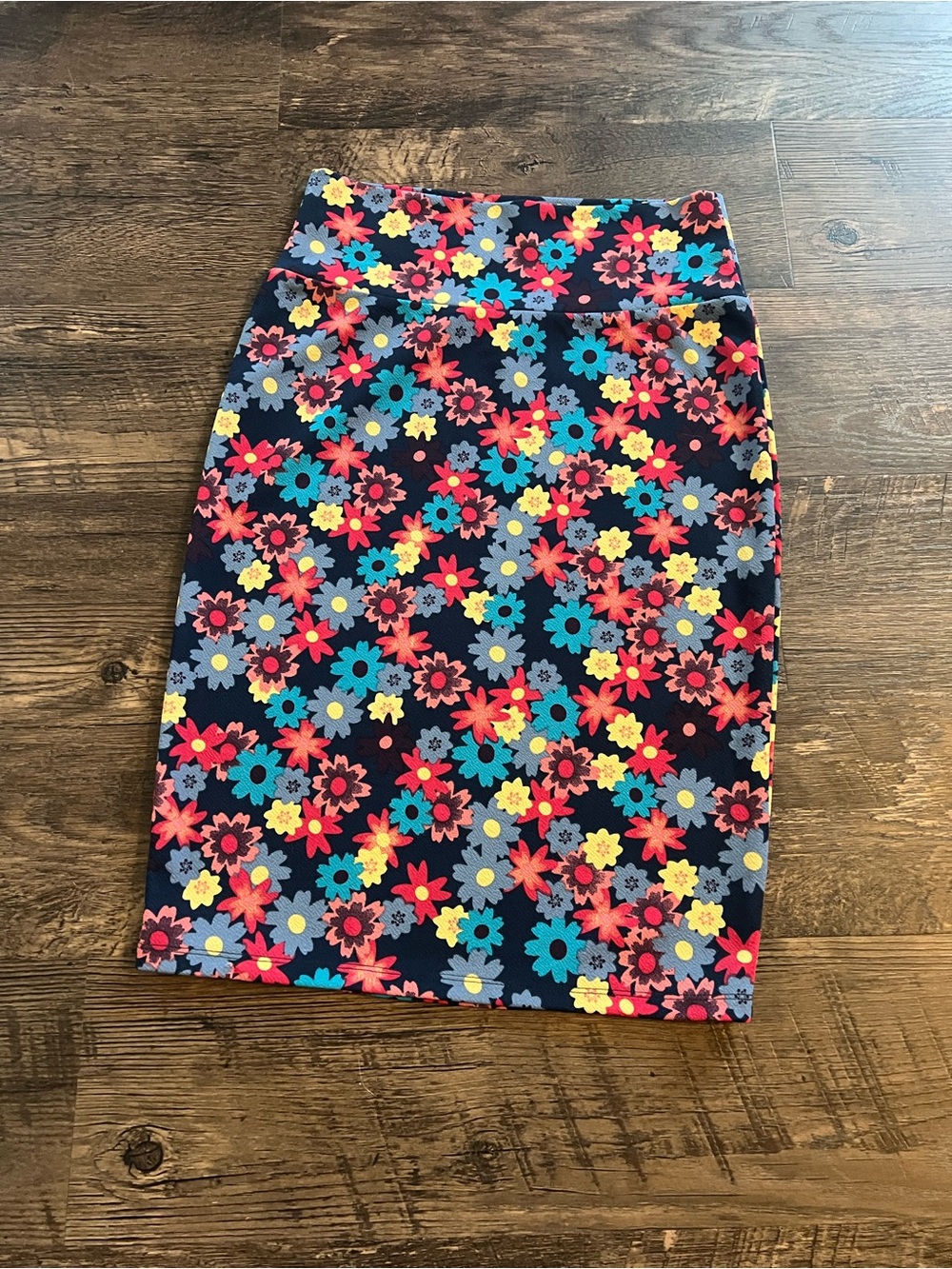 Floral Pencil Skirt in Navy with Multicolor Flowers small lularoe spring flower
